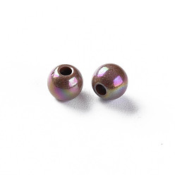 Chameau Perles acryliques opaques, de couleur plaquée ab , ronde, chameau, 6x5mm, Trou: 1.8mm, environ4400 pcs / 500 g