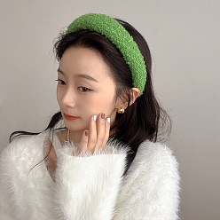 Зеленый лайм Однотонная повязка для волос из плюшевой ткани, широкие аксессуары для волос для женщин и девочек, зеленый лайм, 140 мм