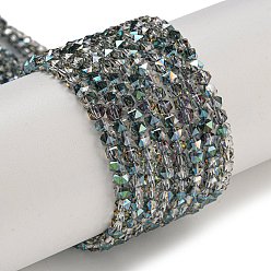 Темно-серый Стеклянные бусины с гальваническим покрытием , гальваническое покрытие, граненые, звезда, темно-серый, 3x4x4 мм, отверстие : 1 мм, около 98 шт / нитка, 12.60'' (32 см)