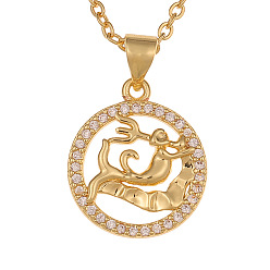 Aquarius Minimalist 12 Zodiac Constellation Necklace for Women in Copper Gold Color