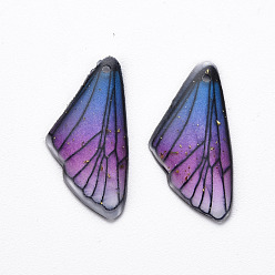 Medium Orchid Transparent Resin Pendants, with Gold Foil, Insects Wing, Medium Orchid, 24.5x11.5x2mm, Hole: 1mm
