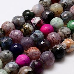 Colorful Natural Fire Crackle Agate Bead Strands, 
Dyed, Faceted, Round, Colorful, 12mm, Hole: 1.5mm, about 30~32pcs/strand, 14 inch