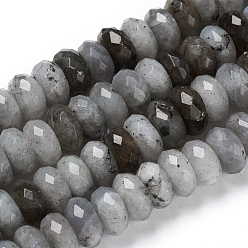 Labradorite Natural Labradorite Beads Strands, Faceted, Rondelle, Rondelle, 10~12x6~8mm, Hole: 1.4mm, about 63pcs/strand, 14.96 inch(38cm)