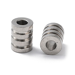 Stainless Steel Color 303 Stainless Steel Beads, Grooved Column, Stainless Steel Color, 8x6mm, Hole: 3mm