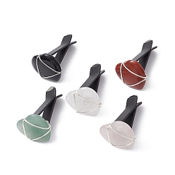 Mixed Stone Wire Wrapped Heart Natural Gemstone Car Air Vent Clips, Automotive Interior Trim, with Magnetic Ferromanganese Iron & Plastic Clip, 34~34.5mm