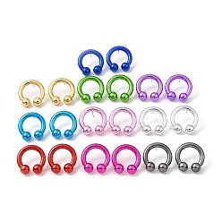 Mixed Color Ring Acrylic Stud Earrings, with 316 Surgical Stainless Steel Pins, Mixed Color, 30.5x29.5mm