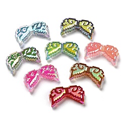 Mixed Color Transparent UV Plating Acrylic Beads, with Enamel, Iridescent, Wing, Mixed Color, 19x35x7mm, Hole: 2.5mm