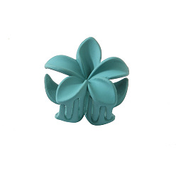 peacock blue - 4CM Candy-colored plastic flower hairpin with hollow-out design - simple and elegant.