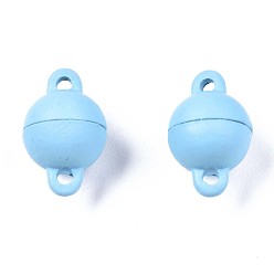 Светло-Голубой Магнитные застежки из сплава, окрашенного распылением, без кадмия, без никеля и без свинца, круглые, Небесно-голубой, 12x8x8 мм, отверстие : 1.4 мм