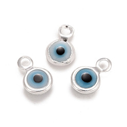925 Sterling Silver Plated Eco-Friendly Brass Beads, Long-Lasting Plated, Lead Free & Cadmium Free, Flat Round, 925 Sterling Silver Plated, 7.5x5x2mm, Hole: 1.4mm