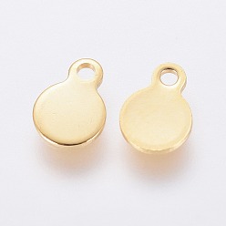 Golden 304 Stainless Steel Charms, Flat Round, Stamping Blank Tag, Golden, 7x5x0.6mm, Hole: 1mm