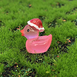 Hot Pink Luminous Resin Christmas Theme Duck Ornament, Glow in the Dark, Hot Pink, 15mm
