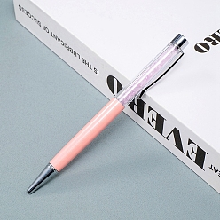 Rose Quartz Natural Rose Quartz Chip on Top Ball-Point Pens, Aluminium Alloy Ball-Point Pen, 140mm