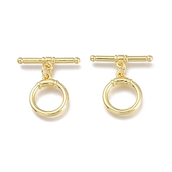 Real 18K Gold Plated Brass Toggle Clasps, with Jump Rings, Long-Lasting Plated, Ring, Real 18K Gold Plated, Bar: 20x5x2mm, Hole: 1.2mm, Ring: 15x12x1.5mm, Hole: 1.2mm