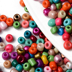 Mixed Color 6/0 Glass Seed Beads, Baking Paint, Round Hole, Round, Mixed Color, 6/0, 4~5x2.5~4.5mm, Hole: 1.2mm, about 4500pcs/bag, about 450g/bag