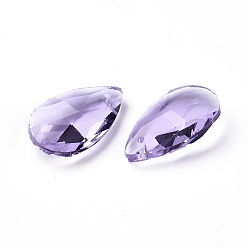 Medium Purple Faceted Glass Pendants, Teardrop, Medium Purple, 15x9.5x5.5mm, Hole: 1mm