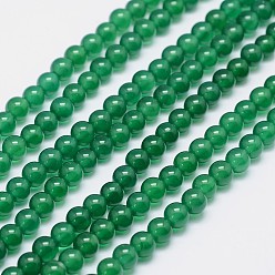 Green Grade A Natural Agate Round Beads Strands, Dyed, Green, 6mm, Hole: 1mm, about 63pcs/strand, 15.5 inch