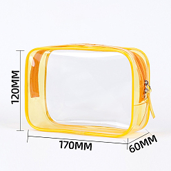 Yellow Portable PVC Transparent Waterpoof Makeup Storage Bag, with Pull Chain, for Bathroom Vacation and Organizations, Yellow, 17x6x12cm