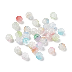 Mixed Color Frosted Crackle Glass Beads, Round, Mixed Color, 8x7.5mm, Hole: 1.6mm, about 1470pcs/1000g