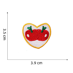 Apple Computerized Embroidery Cloth Self-adhesive/Sew on Patches, Costume Accessories, Heart, Yellow, 35x39mm