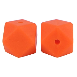 Orange Red Octagon Food Grade Silicone Beads, Chewing Beads For Teethers, DIY Nursing Necklaces Making, Orange Red, 17mm