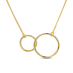Oro Collar de plata esterlina 925 de moda shegrace, con el acoplado de anillos entrelazados, dorado, 17.7 pulgada
