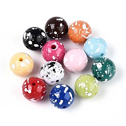 (52) Непрозрачная лаванда Непрозрачные и окрашенные распылением акриловые бусины, круглый с места, разноцветные, 12 мм, отверстие : 1.8~2.2 мм