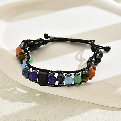 Смешанные камни Естественный зеленый авантюрин, красные авантюрин, аметист, тигровый глаз, красная яшма, содалитом, Браслеты из плетеных бусин нефрита, регулируемые браслеты для чакра-йоги, 2-1/8 дюйм (5.5 см)