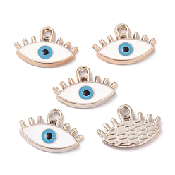 White CCB Plastic Enamel Pendants, Evil Eye, White, 14.5x21x2.5mm, Hole: 2.2mm