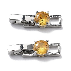 Платина Стойки обшивки латунь микро проложить кубического циркония часы группы застежками, долговечный, без свинца и без кадмия, платина, 21.5x5.5x4 мм, отверстие : 3.5x3 мм