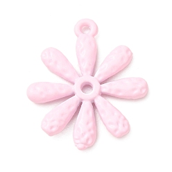 Pink Подвески из сплава , фактурные цветочные подвески, окрашеные, розовые, 20.5x18x2 мм, отверстие : 1.2 мм