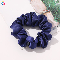 Simulated silk 8cm small loop - navy blue Elegant and Versatile Solid Color Hair Scrunchies for Women, Simulated Silk Ponytail Holder Accessories