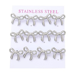 Нержавеющая Сталь Цвет 304 из нержавеющей стали серьги, бантом, цвет нержавеющей стали, 12.5x16 мм