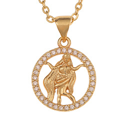 Virgo Minimalist 12 Zodiac Constellation Necklace for Women in Copper Gold Color