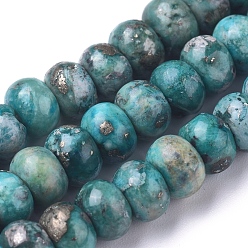 Pyrite Synthetic African Pyrite Beads Strands, Dyed, Rondelle, 6x4mm, Hole: 0.8mm, about 103 pcs/Strand, 15.94 inch(40.5 cm) 