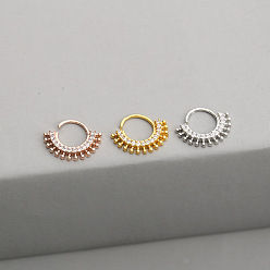 Нержавеющая Сталь Цвет 316l серьги для хряща из хирургической нержавеющей стали с микропаве из прозрачного кубического циркония, кольца для носа, вентилятор, цвет нержавеющей стали, 6 мм, штифты : 0.8 мм
