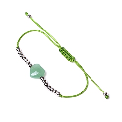 Green Aventurine Natural Green Aventurine Heart Braided Bead Bracelet, 6-3/4~9-7/8 inch(17~25cm)