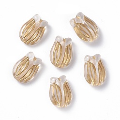 Clear Plating Acrylic Beads, Metal Enlaced, Tulip, Clear, 16x11.5x7mm, Hole: 2mm, about 670pcs/500g