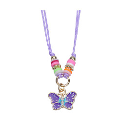 5 necklaces Colorful Rainbow Children's Bracelet and Necklace Set with European and American Gold Powder Butterfly Soft Clay Weaving Friendship Jewelry