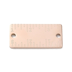 Rose Gold 304 Stainless Steel Connector Charms, Double Scale Ruler Links, Ion Plating(IP), Long-Lasting Plated, Rose Gold, 23x11x1.5mm, Hole: 1.9mm