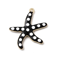Черный Подвески из эмали и сплава, морская звезда, золотые, чёрные, 27x25x3.5 мм, отверстие : 1.2 мм