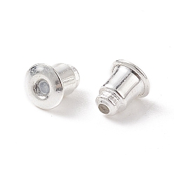Silver Brass Ear Nuts, Earring Backs, Bullet, Silver Color Plated, about 6mm long, 5mm wide, hole:1mm