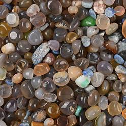 Серый Окрашенные и нагретые шарики из натурального агата, без отверстия , самородки, серые, 8~12 мм