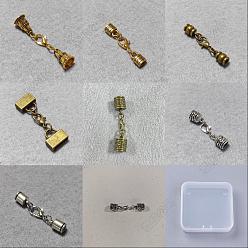 Couleur Mélangete 32pcs 8 styles extrémités de cordon en alliage, avec fermoir pince de homard, formes mixtes, couleur mixte, 35~47mm, 4 pcs / style