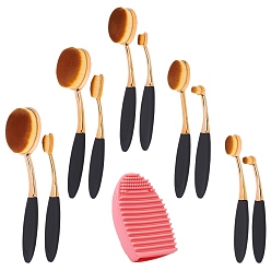 Mixed Color Cosmetic Tool Set, with Silicone Makeup Brush Cleaning Mat and Makeup Brushes Set, Mixed Color, 72x54x26mm