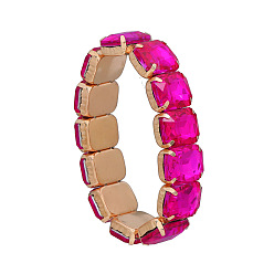 Rose pink Sparkling Stretch Bracelet for Women - Hip Hop Punk Style Jewelry with Elastic Band and Shiny Rhinestones