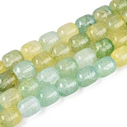 Темный Морско-зеленый Выпечки нарисованные потрескивание стеклянные бусины пряди, баррель, темно-зеленый, 9.5~10x8~8.5 мм, отверстие : 0.8~1.4 мм, около 79~83 шт / нитка, 29.92~31.5'' (76~80 см)