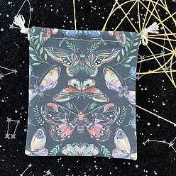 Butterfly Cloth Tarot Cards Storage Drawstring Bags, Tarot Desk Storage Holder, Butterfly Pattern, 18x13cm
