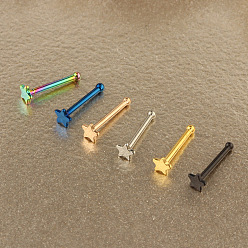 Rainbow Color 304 Кольца для носовых костей в форме звезды из нержавеющей стали, Радуга цветов, 7 мм, штифты : 0.8 мм, Руководитель: 3 mm