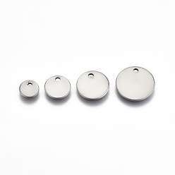 Stainless Steel Color 201 Stainless Steel Charms, Stamping Blank Tag, Flat Round, Stainless Steel Color, Round, Stainless Steel Color, 6~12x1mm, Hole: 1.2~1.4mm